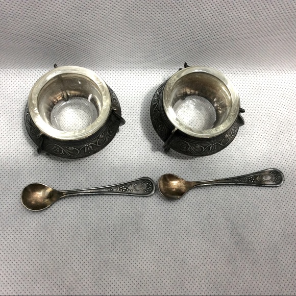 Vintage Russian salt cellars with spoons - Picture 2 of 5